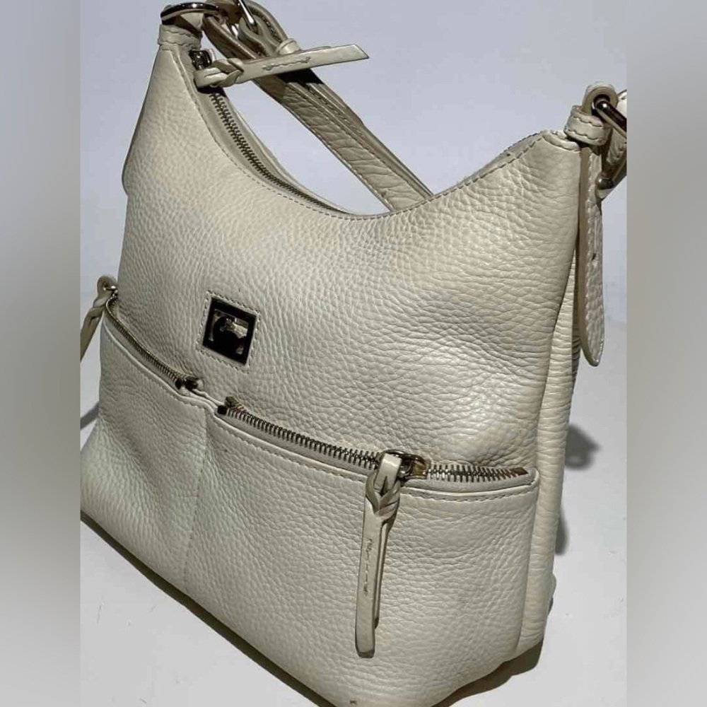 Dooney & Bourke Cream Shoulder Bag with Textured Leather